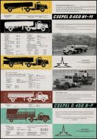 cca 1960 Csepel teherautók (D450 N1-11, D450 N-P) műszaki ismertető reklámlapja, 3 db szórólap, jó á...
