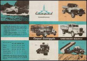 cca 1960 Csepel teherautók (D450 N1-11, D450 N-P) műszaki ismertető reklámlapja, 3 db szórólap, jó á...