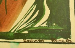 Szántó jelzéssel: Női arcok. Akvarell, papír, üvegezett keretben, 19×10 cm