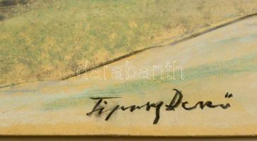 Tipary jelzéssel: Kikötött hajó. Vegyes technika, karton, 30×42 cm