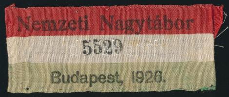 1926 A Cserkész Nagytábor sorszámozott nemzetiszín felvarrója / National jamboree numbered badge.