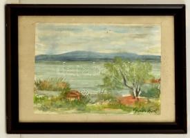Bernáth jelzéssel: Vízpart. Akvarell, papír, üvegezett keretben, 24×33 cm