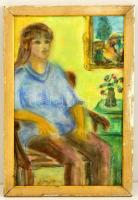 Gábor jelzéssel: Ülő nő. Pasztell, papír, üvegezett keretben, 49×31 cm