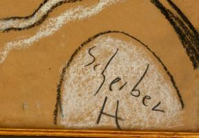 Scheiber jelzéssel: Merengő. Vegyesw technika, papír, üvegezett keretben, 38×29 cm