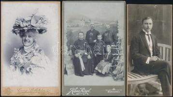 cca 1910-1930 4 db különféle keményhátú fotó érdekes témákban (mariazelli zarándokok, portré, stb.), különböző műtermekből, különböző méretben