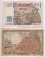 Franciaország 1943. 20Fr + 1948. 50Fr T:III,III- France 1943. 20 Francs + 1948. 50 Francs C:F,VG