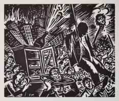 Frans Masereel (1889-1972): Kivégzés. Fametszet, papír, jelzett a fametszeten, 11×13 cm