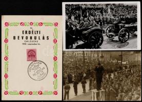 1940 Magyar csapatok bevonulása Kolozsvárra, erdélyi bevonulás emléklappal, 12 db, 9 fotó, 2 fotólap...