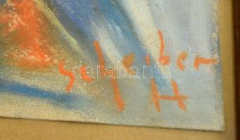 Scheiber jelzéssel: Vitorlások. Pasztell, papír, üvegezett keretben, 21×30 cm