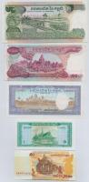 Kambodzsa 1956-1975. 1R + 50R + 2002. 50R + Khmer Köztársaság ~1973. 100R + 1973-1975. 500R T:I,I-
...