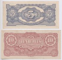 Burma / Japán megszállás 1942-1944. 5R + 10R T:II-,III
Burma / Japanese occupation 1942-1944. 5 Rup...
