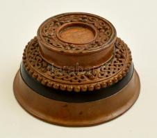 Mongol ivócsésze réz borítással, dombor lófej díszítéssel / Mongolian drinking bowl with horse head....