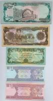 Afganisztán 5db-os bankjegy tétel T:I-II- Afghanistan 5pcs of banknotes C:UNC-VF