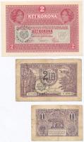 Románia 1937. 2L  rajta hamis felülbélyegzés + 1938. 1L + Magyarország 1917. 2K hamis román felülbélyegzéssel T:III,III-,I Romania 1937. 2 Lei with fake overprint on back + 1938. 1 Leu + Hungary 1917. 2 Korona with fake Romanian overprint C:F,VG,UNC