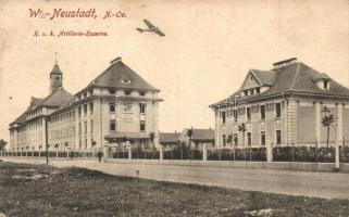 Wiener-Neustadt, K.u.K. Artillerie-Kaserne / Austro-Hungarian artillery barracks, airplane. P. Ledermann (EK)