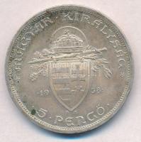 1938. 5P Ag "Szent István" T:2 patina 
Adamo P8.1