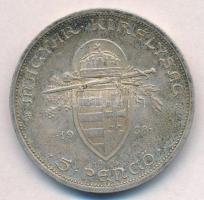 1938. 5P Ag "Szent István" T:2 patina 
Adamo P8.1