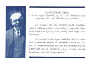 Lord Robert Cecil. A Magyar Nemzeti Szövetség kiadása / Hungarian irredenta
