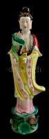 Guanyin lótusszal, kézzel festett, jelzés nélkül, apró lepattanással, m: 35 cm