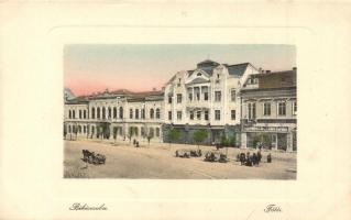 Békéscsaba, Fő tér, Szabó Albert üveg, porcelán és lámpa raktára, üzlet. W. L. Bp. 6521.