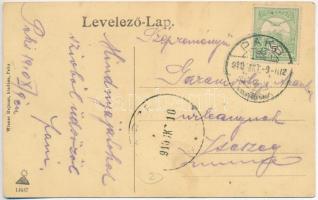 Paks, Duna parti részlet, Hajóállomás, uszály. Wiener Hajman kiadása (EK)