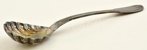 Hermann ezüstözött teaszűrő kanál, jelzett, h:18 cm