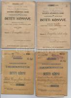 Szeged ~1908-1938. 6db-os takarékbetétkönyv tétel, mind kitöltött és bélyegzett, kettő lyukasztással érvénytelenítve. Megviselt, foltos, de jó állapotúak.