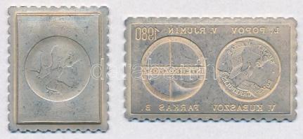 1980. "Szovjet-Magyar Közös Űrrepülés - V. Kubaszov - Farkas B." jelzett Ag bélyegérem (3,...