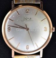 Doxa 14K arany karóra modern fém szíjjal, működő, szép állapotban, d: 3,5 cm / Vintage Doxa 14 C gold watch with metal band.