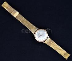 Doxa  14K arany karóra modern fém szíjjal, működő, szép állapotban, d: 3,5 cm / Vintage Doxa 14 C go...