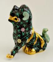 Herendi kínai kapuőrző oroszlán, kézzel festett, jelzett, hibátlan, eredeti dobozában, m: 15 cm / He...