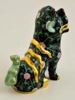 Herendi kínai kapuőrző oroszlán, kézzel festett, jelzett, hibátlan, eredeti dobozában, m: 15 cm / He...