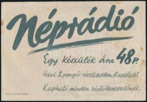 cca 1940 Néprádió. reklám nyomtatvány 14x10 cm