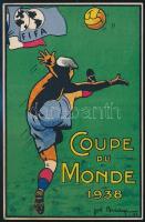 1938 Párizs labdarőgó világbajnokság. A magyar csapat által aláírt képeslap Szíbó Antal, Polgár Gyil...