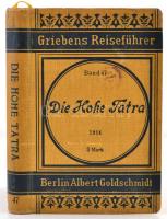 Dr. A. Otto: Die Hohe Tatra nebst den wichtigsten Touren in der Niederen Tatra, den Zentral- und Westkaprathen. Griebens Reisehürer 47. Berlin, 1914, Albert Goldschmidt, VI+282+6+16 p. 9. kiadás. Kiadói egészvászon-kötés, térkép-melléklettekkel (7 kihajtható, 3 szövegközti, 1 térképmelléklettel (31x50 cm.), korabeli reklámokkal,német nyelven./ Linen-binding, with maps, in German language.