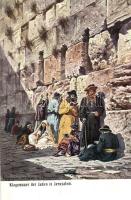 Klagemauer der Juden in Jerusalem / The wall of the Jews in Jerusalem. Judaica art postcard s: Perlbera