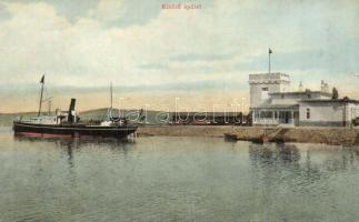Balatonboglár, kikötő, gőzhajó (kopott sarkak)