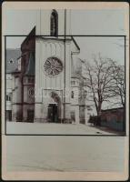 cca 1890-1900 Keszthely, Magyarok Nagyasszonya templom, keményhátú fotó, nyomdai munkára való előkészítéssel, 18x13 cm