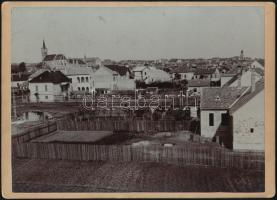 cca 1890-1900 Keszthely látképe, háttérben a Magyarok Nagyasszonya templom, keményhátú fotó,13x18 cm