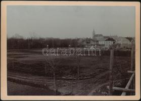 cca 1890-1900 Keszthely látképe, háttérben a Magyarok Nagyasszonya templom, keményhátú fotó,13x18 cm