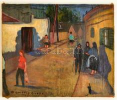 D. Borbély Gizella (1920-1994): Falusi utcarészlet. Olaj, vászon, jelzett, 47×58 cm