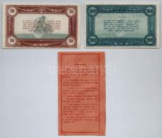 Budapest ~1915. "Budapesti cukorjegy" sorszámozott, kitöltött + ~1920. 50K + 100K  "V...