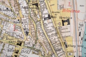 1929 Budafok rendezett tanácsú város határának általános térképe, felmérte és térképezte Szesztay Sá...