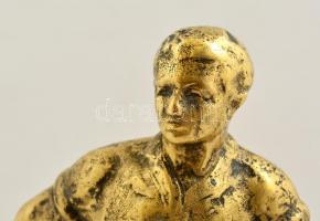 Gyenes Tamás (1920-1963): Futballista. Réz, jelzett, fa talapzaton, m: 28 cm