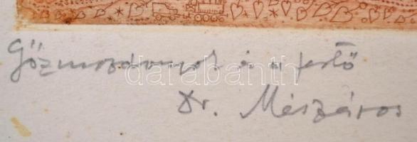 Gross Arnold (1929-2015): Gőzmozdonyok és a festő, színes rézkarc, jelzett, a művész által dedikált ...