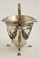 Ezüst (Ag) cukortartó, jelzett,  mesterjeggyel, m:16 cm, nettó:295 g / Silver basket, hallmarked, 29...