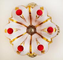 Antik ezüst (Ag) fűszertartó festett üveg betéttel, kopott, jelzett (1852), 10×10 cm bruttó:115 g / ...