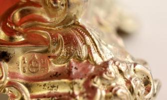 Antik ezüst (Ag) fűszertartó festett üveg betéttel, kopott, jelzett (1852), 10×10 cm bruttó:115 g / ...