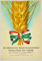 1967 66. Országos Mezőgazdasági és Élelmiszeripari Kiállítás Budapest, plakát, hajtásnyommal, 83x57 cm