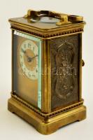 XIX. sz: Francia utazóóra. Porcelán számlappal, réz és üveg tokkal, hibátlan, működő állapotban, kul...